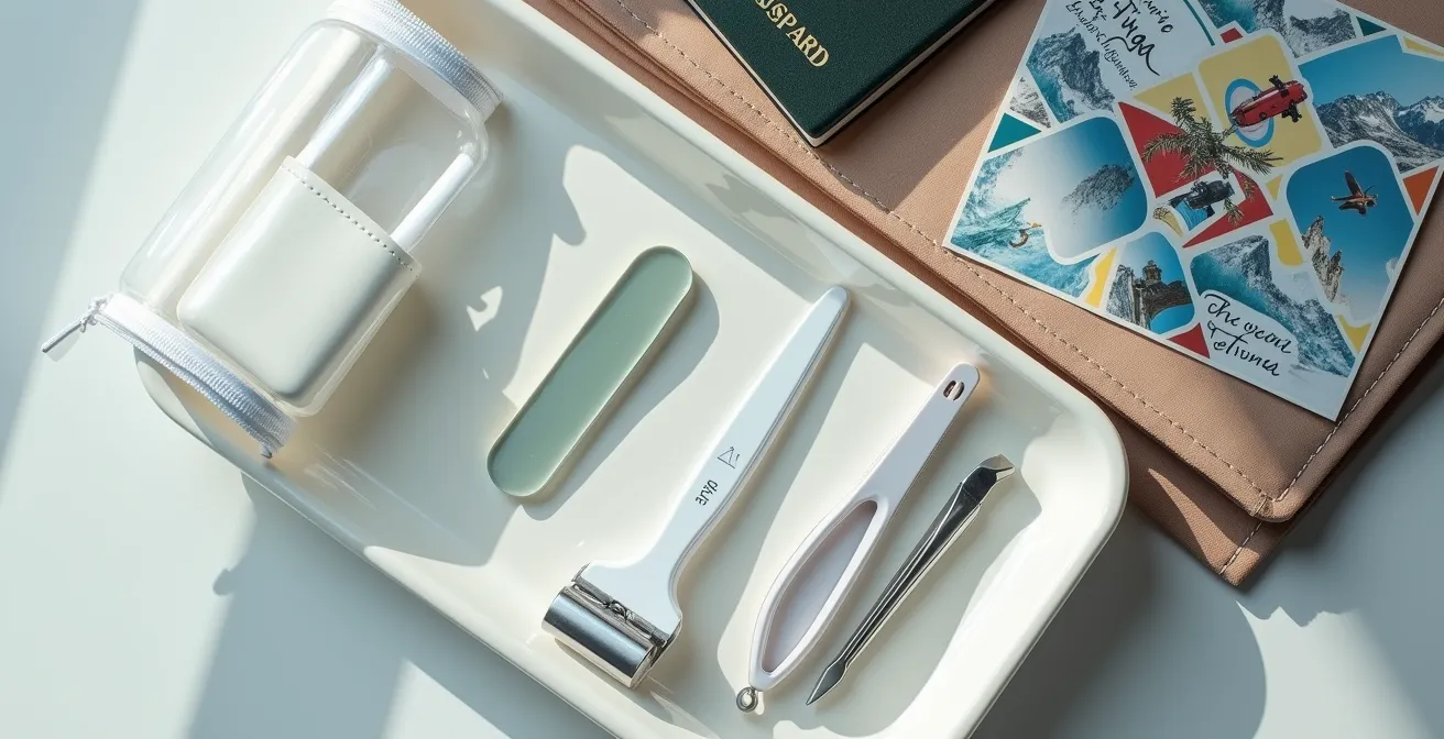 Reise-Maniküre-Set in transparentem Beutel für die Sicherheitskontrolle am Flughafen