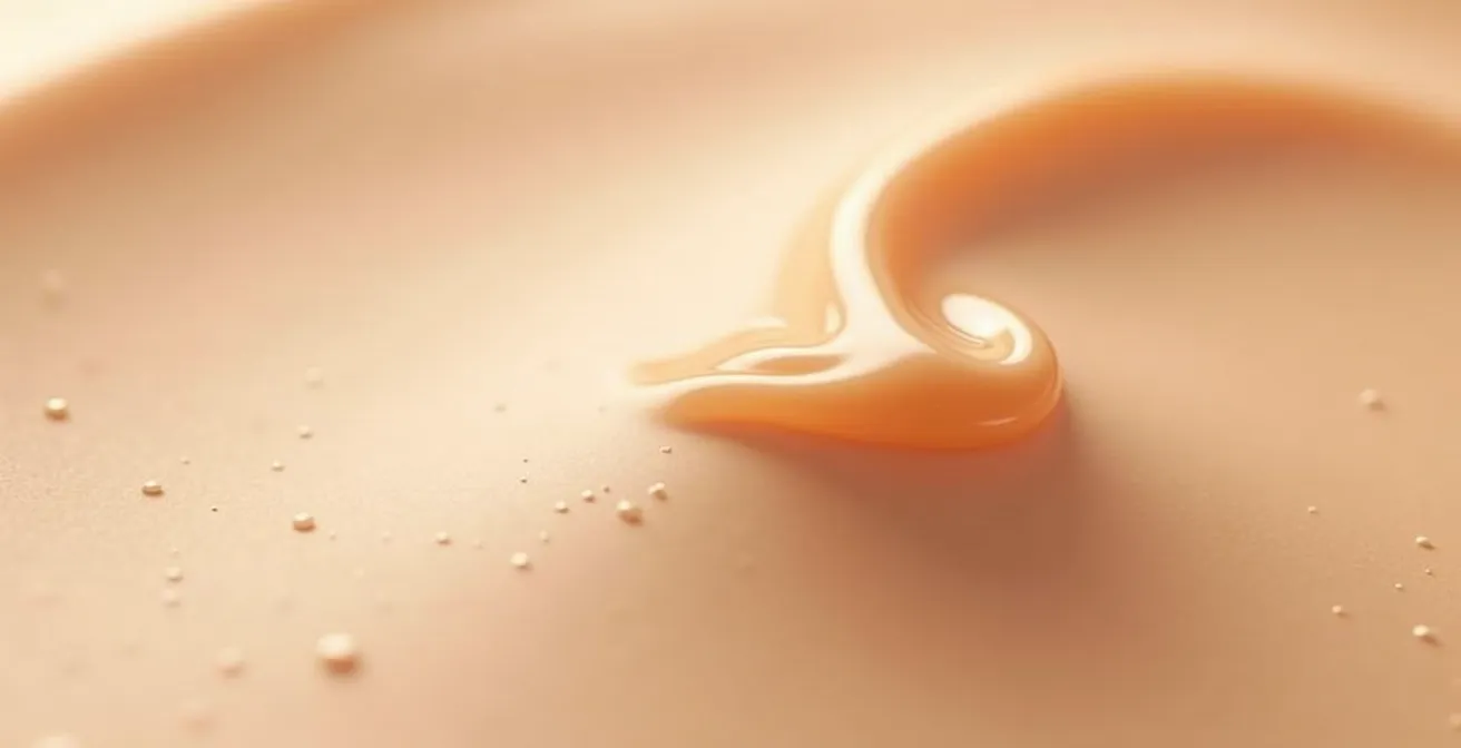 Makroaufnahme einer getönten Tagescreme mit LSF auf Haut