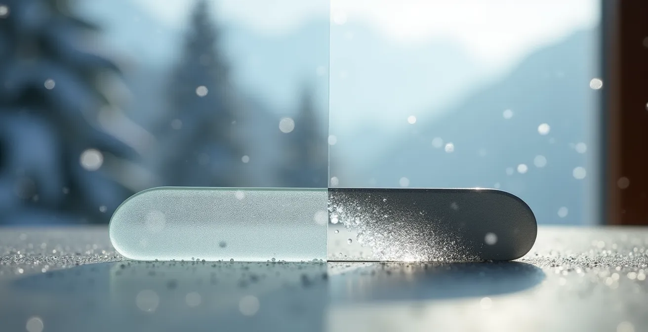 Mikroskopische Ansicht einer Glasfeile bei der Nagelkantenversiegelung