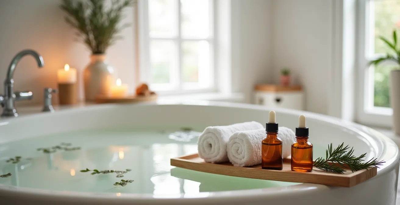 Entspannendes Spa-Ambiente im heimischen Badezimmer mit alpinen Elementen