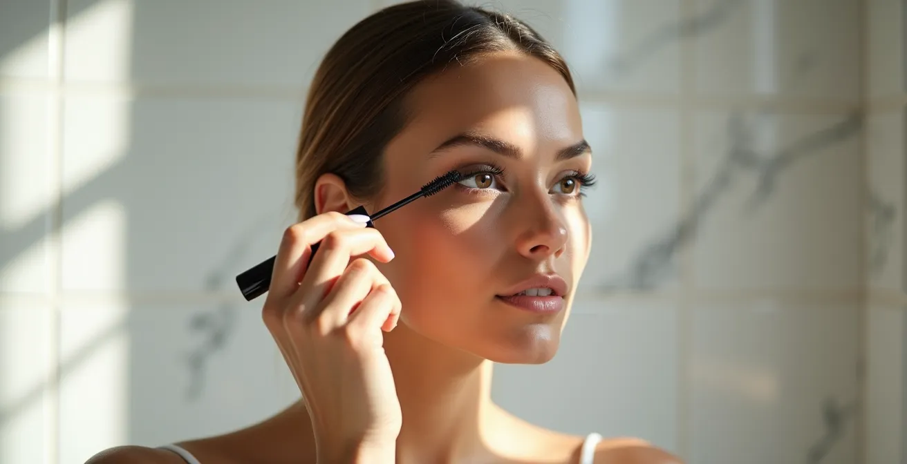 Detailansicht der Zick-Zack-Mascara-Technik am Wimpernansatz